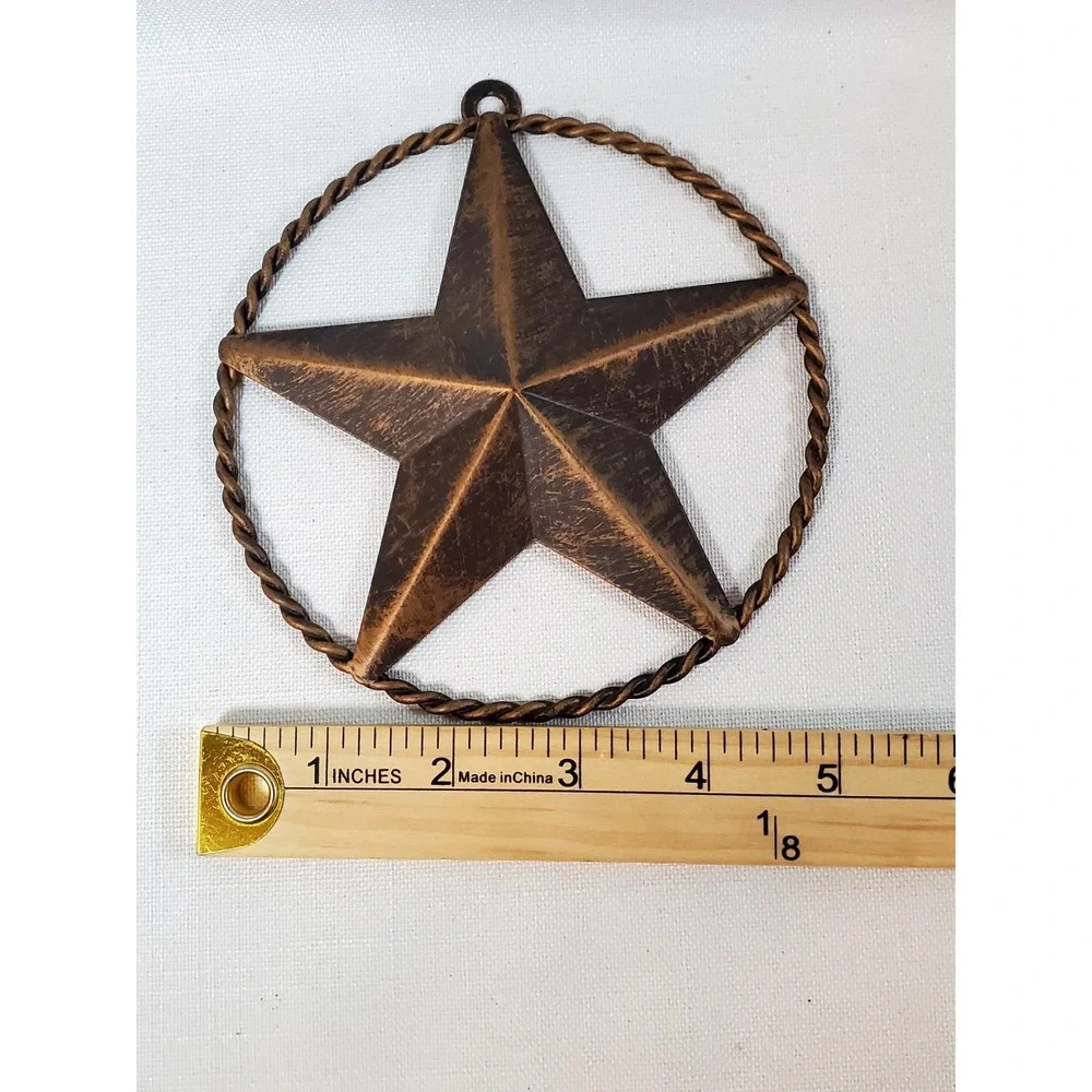 Rustic‎ Metal Barn Star Wall Decor with Twisted Rope Circle 5